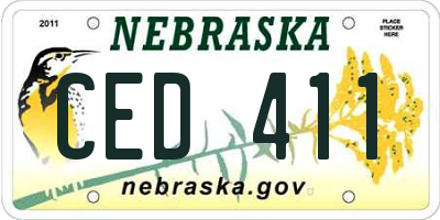 NE license plate CED411