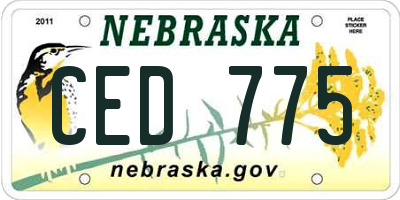 NE license plate CED775