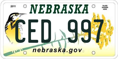 NE license plate CED997