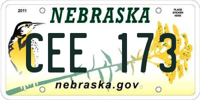 NE license plate CEE173