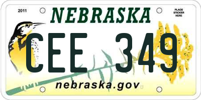 NE license plate CEE349