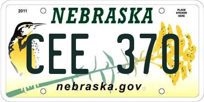 NE license plate CEE370