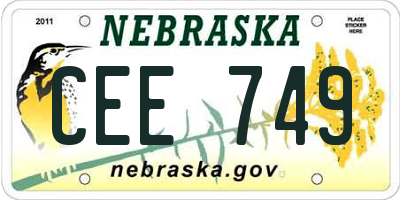 NE license plate CEE749