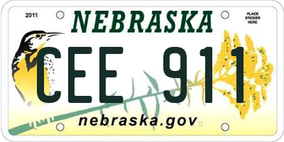 NE license plate CEE911