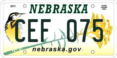 NE license plate CEF075