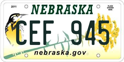 NE license plate CEF945