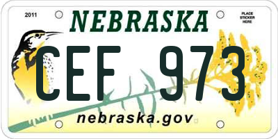 NE license plate CEF973