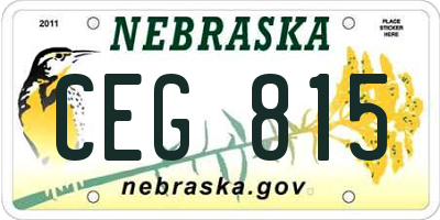 NE license plate CEG815
