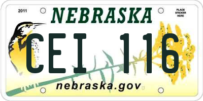 NE license plate CEI116