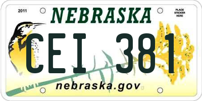 NE license plate CEI381