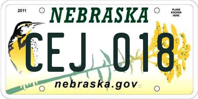 NE license plate CEJ018