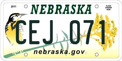 NE license plate CEJ071