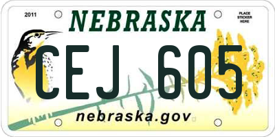 NE license plate CEJ605
