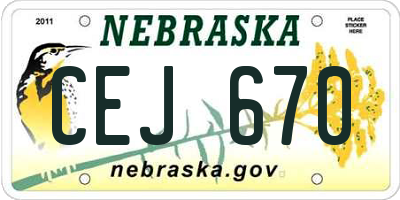 NE license plate CEJ670