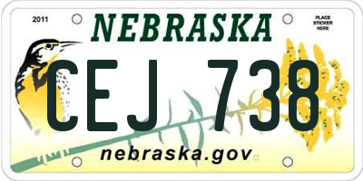 NE license plate CEJ738