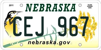 NE license plate CEJ967