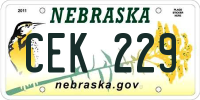 NE license plate CEK229