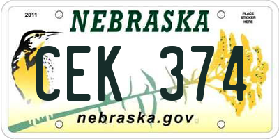 NE license plate CEK374