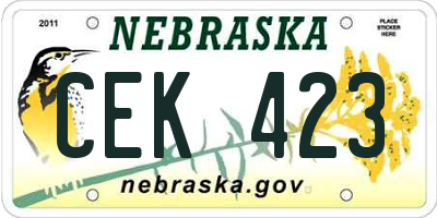 NE license plate CEK423