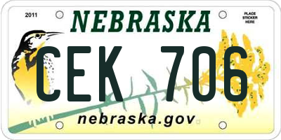 NE license plate CEK706