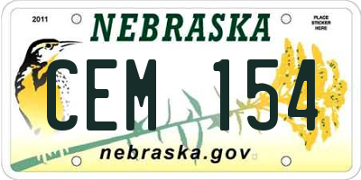 NE license plate CEM154
