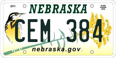NE license plate CEM384
