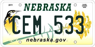 NE license plate CEM533