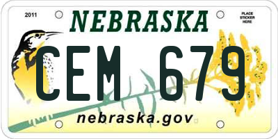 NE license plate CEM679