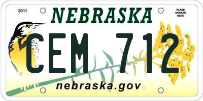 NE license plate CEM712