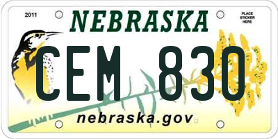 NE license plate CEM830