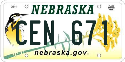 NE license plate CEN671