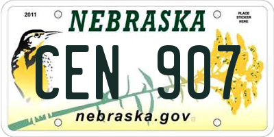 NE license plate CEN907