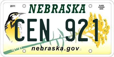 NE license plate CEN921