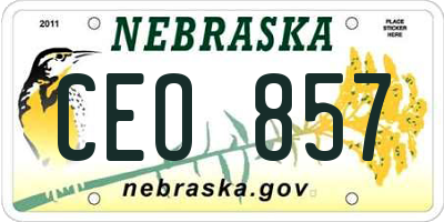 NE license plate CEO857