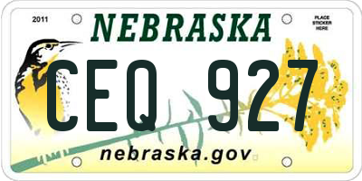 NE license plate CEQ927