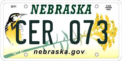 NE license plate CER073