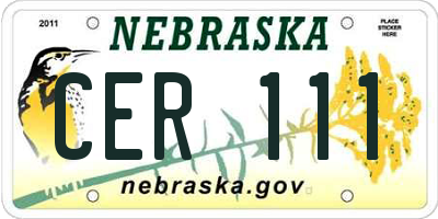 NE license plate CER111