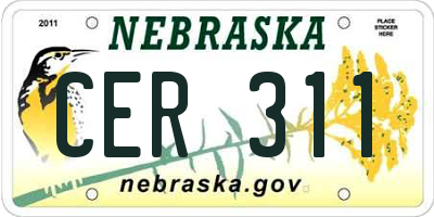 NE license plate CER311