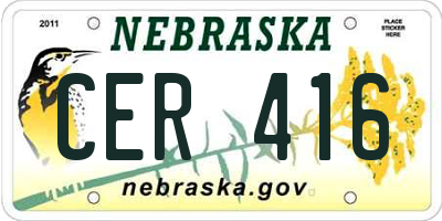 NE license plate CER416