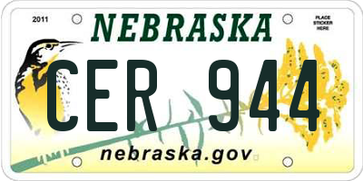 NE license plate CER944