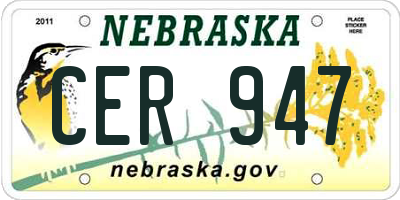 NE license plate CER947