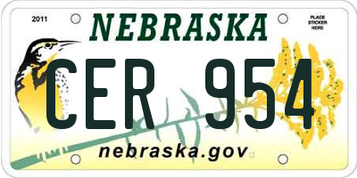 NE license plate CER954