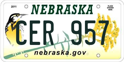 NE license plate CER957