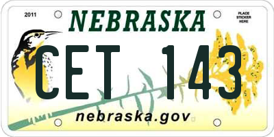 NE license plate CET143