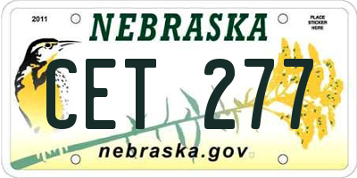 NE license plate CET277