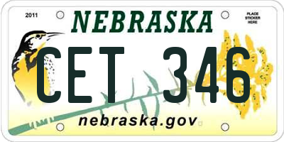 NE license plate CET346