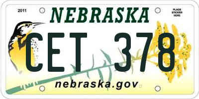 NE license plate CET378