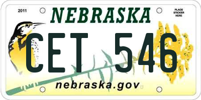 NE license plate CET546