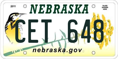 NE license plate CET648