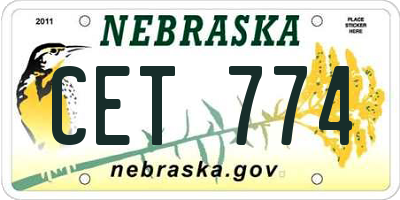 NE license plate CET774